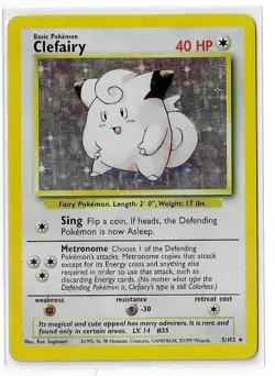 Clefairy Unlimited Holo - Pokemon Base Set Card - HP - 5/102 - Image 1