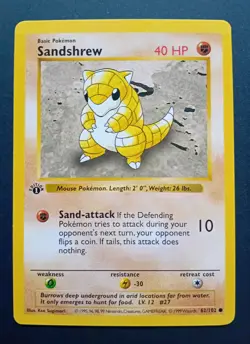 Pokemon Cards: Base Set 1st Edition Common: Sandshrew 62/102 - Image 1