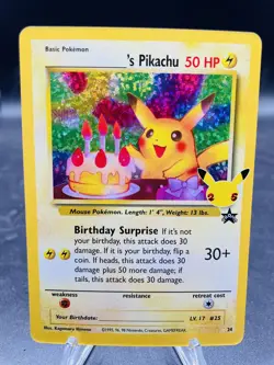 Pokemon Birthday Pikachu 24 Celebrations Classic Collection Ultra Rare Holo NM - Image 1
