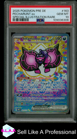 PECHARUNT EX SPECI4L ILL RARE POKEMON GER PRE DE-PRISMATIC EVO 2025 163 PSA 10 - Image 1