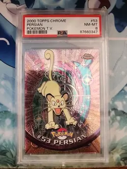 PSA 8 NM-MT PERSIAN Topps Chrome Series 1 #53 Pokemon T.V. TV 2000 - Image 1