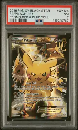 2016 POKEMON XY BLACK STAR PROMO RED & BLUE COLL FULL ART/PIKACHU EX PSA 7 - Image 1