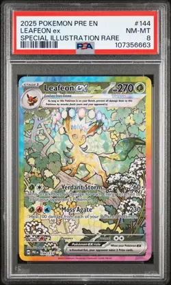 2025 POKEMON PRE EN-PRISMATIC EVOLUTIONS #144 LEAFEON EX PSA 8 - Image 1