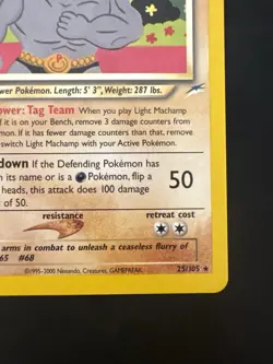 Pokemon Vintage Non-holo Rare Light Machamp Neo Destiny 25/105 WotC - Image 4