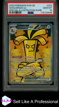 GHOLDENGO EX SPECI4L ILL RARE POKEMON GER PAR DE-PARADOX RIFT 2023 252 PSA 10 - Image 1