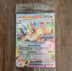 Pokemon Prismatic Evolutions Flareon ex 014/131 Surprise Box Stamped Sealed - Image 1
