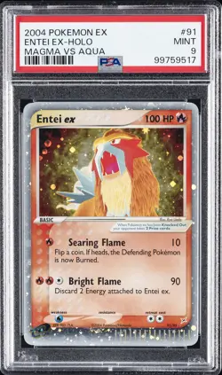 2004 POKEMON EX TEAM MAGMA VS TEAM AQUA #91 ENTEI EX-HOLO PSA 9 - Image 1