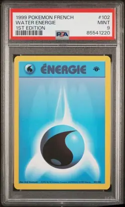Carte Pokemon Energie Eau PSA 9 102/102 Edition 1 Wizards Set de base Francais - Image 1
