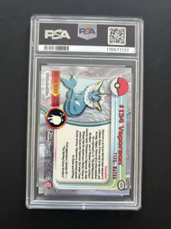 VAPOREON | #134 | PSA 9 | TOPPS CHROME HOLO POKEMON T.V. | G20 - Image 2