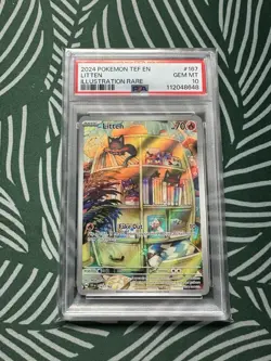 Pokemon 2024 Tef en Litten Illustration Card 167/162 PSA 10 Temporal Forces - Image 1