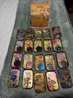 Pokemon 151 TCG Display EMPTY Mini Tins With Coins And Art Card Complete Set - Image 2