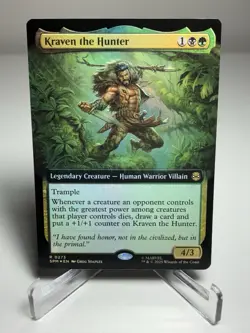 2025 MTG Spiderman Kraven The Hunter Borderless Foil Card - Image 1