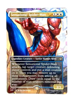 Sensational Spider-Man 0025 Borderless Rare Magic MTG Card - Image 1