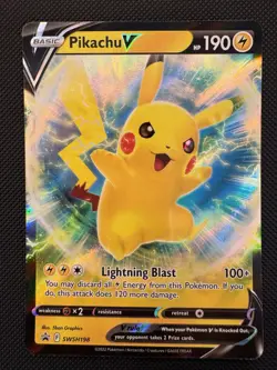 Pikachu V SWSH198 - Black Star Promo - Ultra Rare Holo Pokemon Card Near Mint - Image 2