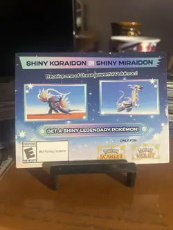 NEW Shiny Koraidon & Miraidon Pokemon Scarlet Violet Code Card GameStop In Hand - Image 1