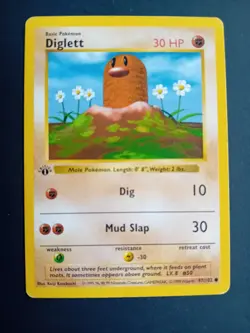 Pokemon Cards: Base Set 1st Edition Common: Diglett 47/102 - Image 1