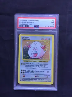 Pokemon Cards: Base Set Shadowless Rare Holo: Chansey 3/102 PSA 7 - Image 1