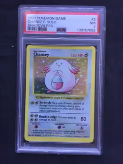 Pokemon Cards: Base Set Shadowless Rare Holo: Chansey 3/102 PSA 7 - Image 2