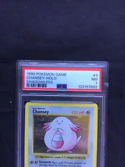 Pokemon Cards: Base Set Shadowless Rare Holo: Chansey 3/102 PSA 7 - Image 3