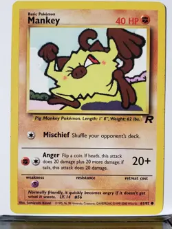 2x Mankey 61/82 LP - Team Rocket Pokemon Card - Sumiyoshi Kizuki Art - Image 1
