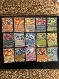 Pokemon TCG 15 card lot Ex cards, V Cards, Moltress, Glaceon N/M - Image 1