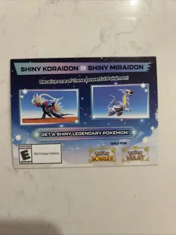 NEW Shiny Koraidon & Miraidon Pokemon Scarlet Violet Code Card GameStop In Hand - Image 1