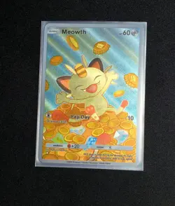 Pokemon TCG Pocket Meowth Cute Custom Card Set 2 Cards Holofoil With Texture - Image 2