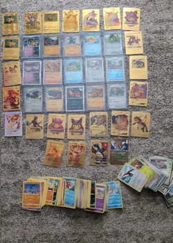 Pokemon Card Lot - Gold Fan Art Charizards, Pikachu, GX/V/EX & Bulk - Read Descr - Image 1