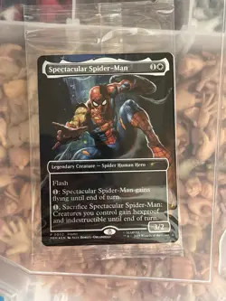 Magic the Gathering Battle Damage Spiderman card from Marvel Legends Spider-Man - Image 1