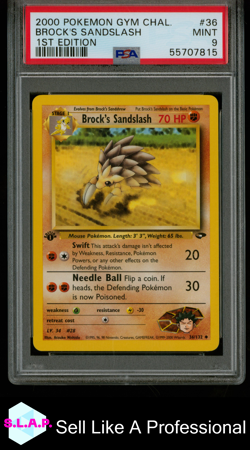 BROCK'S SANDSLASH POKEMON NON-HOLO GYM CHALLENGE 36 1ST EDITION 2000 ENG PSA 9 - Image 1