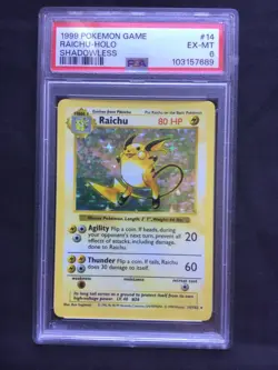 Pokemon Cards: Base Set Shadowless Rare Holo: Raichu 14/102 PSA 6 - Image 2