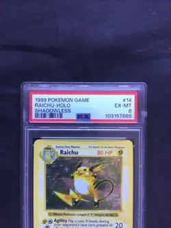 Pokemon Cards: Base Set Shadowless Rare Holo: Raichu 14/102 PSA 6 - Image 3