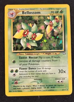 Pokemon TCG Bellossom Neo Genesis Holo Unlimited Card 3/111 LP Condition Swirl - Image 1
