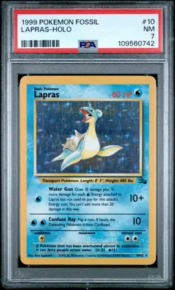 1999 POKEMON FOSSIL #10 LAPRAS-HOLO PSA 7 - Image 1