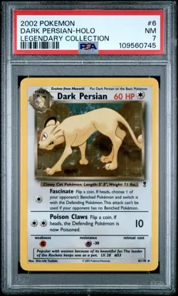 2002 POKEMON LEGENDARY COLLECTION #6 DARK PERSIAN-HOLO PSA 7 - Image 1