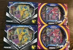 4x Pokemon Boxes (2x Hoopa V 2x Pikachu V) Includes Evolving Skies Fusion Strike - Image 1