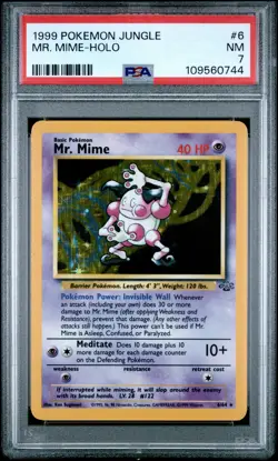 1999 POKEMON JUNGLE #6 MR. MIME-HOLO PSA 7 - Image 1