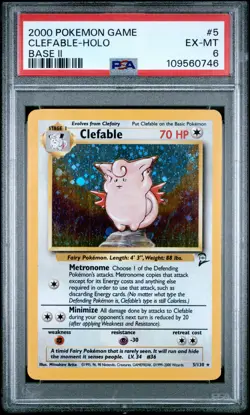 2000 POKEMON BASE SET 2 #5 CLEFABLE-HOLO PSA 6 - Image 1