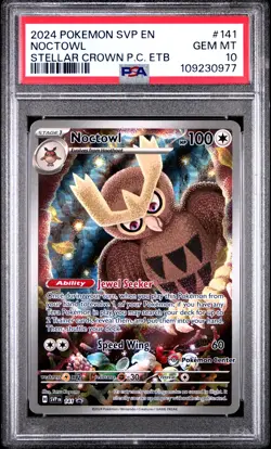 2024 POKEMON STELLAR CROWN POKEMON CENTER ETB PROMO SVP #141 NOCTOWL PSA 10 - Image 1