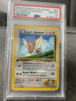 Lt. Surge Spearow - PSA 10 First 1st Edition - 2000 Pokemon Gym Heroes - English - Image 1