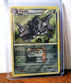 POKEMON STEELIX 24/95 HGSS LEAGUE PROMO CROSSHATCH REVERSE HOLO RARE LP-NM - Image 5