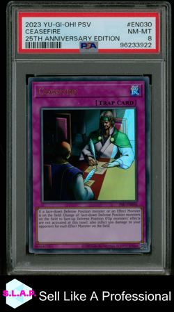 CEASEFIRE YUGIOH PHARAOH'S SERVANT 25TH ANNIVERSARY EDITION EN030 2023 EN PSA 8 - Image 1