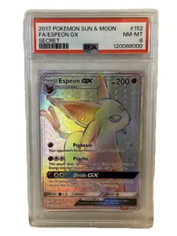 Espeon GX 152/149 - Secret Rare Pokmeon Card - Sun & Moon Base - PSA 8 NM-MT - Image 1