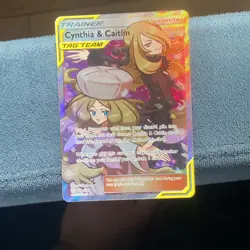 Pokemon TCG Cynthia and Caitlin Full Art Tag Team Card 228/236 NM - Image 3