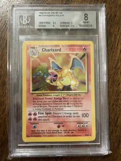 Pokemon TCG Charizard Base Set Holo Unlimited Rare Card 4/102 BGS 8 - Image 1