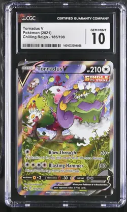 Tornadus V 185/198 CGC 10 GEM MINT Graded Pokemon Card Chilling Reign 2021 - Image 1