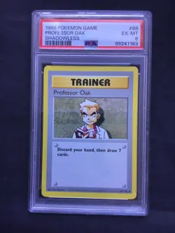 Pokemon Cards: Base Set Shadowless Uncommon: Professor Oak 88/102 PSA 6 - Image 2