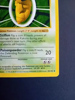 Pokemon Cards: Base Set 1st Edition Uncommon: Kakuna 33/102 - Image 5