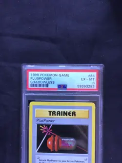 Pokemon Cards: Base Set Shadowless Uncommon: PlusPower 84/102 PSA 6 - Image 3