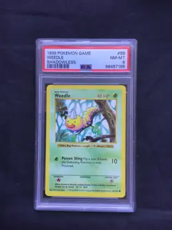 Pokemon Cards: Base Set Shadowless Common: Weedle 69/102 PSA 8 - Image 1